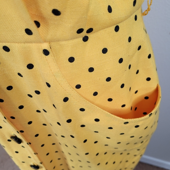 Vintage Algo Yellow and Black Button Down Pencil Dress - Picture 5 of 11